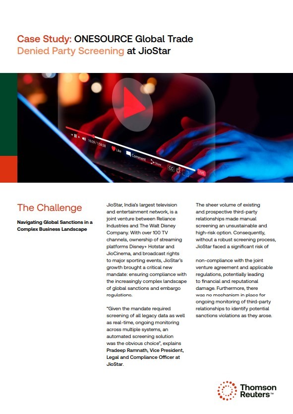JioStar Revolutionises Its Compliance Process with ONESOURCE