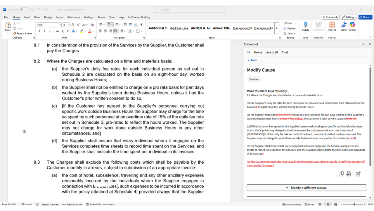Draft and modify contracts